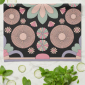 Retro Pastel Floral Mandala Symmetry Geschirrtuch (Gefaltet)