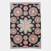 Retro Pastel Floral Mandala Symmetry Geschirrtuch (Vertikal)