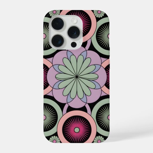 Retro Pastel Floral Mandala Symmetry iPhone Hülle (Rückseite)