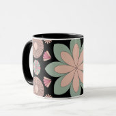 Retro Pastel Floral Mandala Symmetry Tasse (Vorderseite Links)