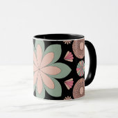 Retro Pastel Floral Mandala Symmetry Tasse (VorderseiteRechts)