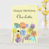 Retro Pastel Geburtstagskarte Karte (Gelbe Blume)