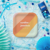 Retro Pastel Geometric Art Custom Wedding Niedlich Pappteller (Party)