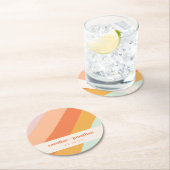 Retro Pastel Geometric Art Custom Wedding Runder Pappuntersetzer (Vor Ort)