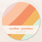 Retro Pastel Geometric Art Custom Wedding Runder Pappuntersetzer (Vorderseite)