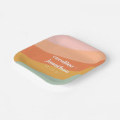 Retro Pastel Geometric Custom Wedding Mint Peach Pappteller (Gewinkelt)