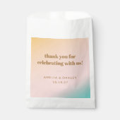 Retro Pastel Gradient Einzigartige Hochzeit dank i Geschenktütchen (Vorderseite)