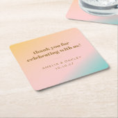 Retro Pastel Gradient Einzigartige Hochzeit dank i Rechteckiger Pappuntersetzer (angewinkelt)