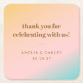 Retro Pastel Gradient Einzigartige Hochzeit dank i Rechteckiger Pappuntersetzer (Vorderseite)