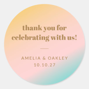 Retro Pastel Gradient Einzigartige Hochzeit dank i Runder Aufkleber
