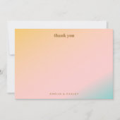 Retro Pastel Gradient Einzigartige Hochzeit Dankeskarte (Vorderseite)