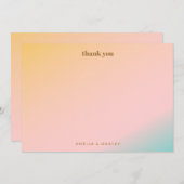 Retro Pastel Gradient Einzigartige Hochzeit Dankeskarte (Vorne/Hinten)