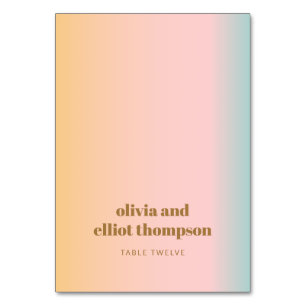 Retro Pastel Gradient Wedding Custom Platzkarte Tischnummer