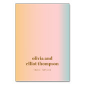 Retro Pastel Gradient Wedding Custom Platzkarte Tischnummer (Vorderseite)