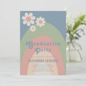 Retro Pastel Graduation Party Einladung (Stehend Vorderseite)