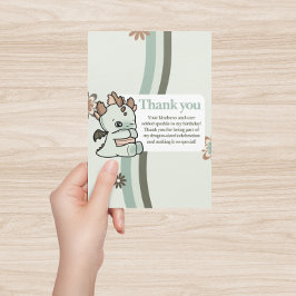 Retro Pastel Green Brown Niedlich Baby Dragon Dankeskarte