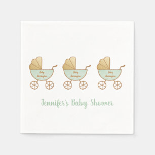 Retro Pastel Green Carriages Parade Babydusche Serviette