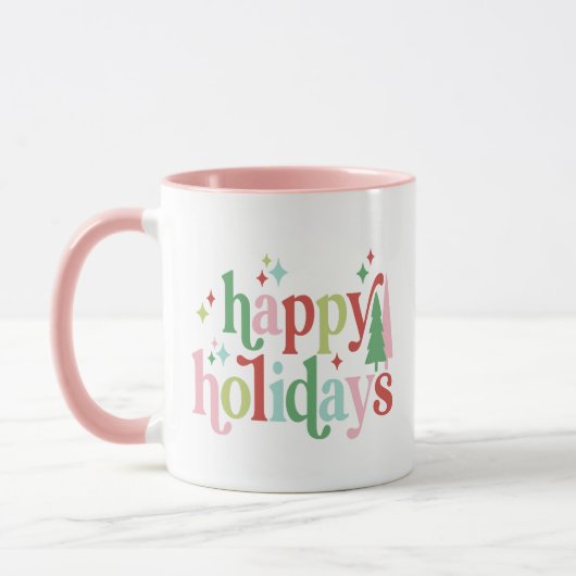 Retro Pastel Happy Holidays Tasse (Links)