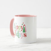 Retro Pastel Happy Holidays Tasse (Vorderseite Links)