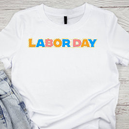 Retro Pastel Labour Day Letters T-Shirt