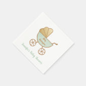 Retro Pastel Mint Green Carriage Baby Dusche Serviette (Ecke)