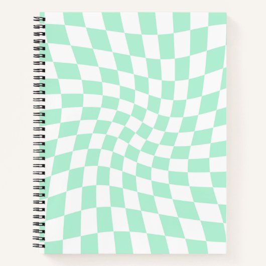 Retro Pastel Minze Grüne Karos verdeckt Notizblock (Vorderseite)