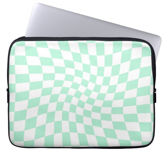 Retro Pastel Minze Grüne Karos verschraubte Karton Laptopschutzhülle (Vorderseite)