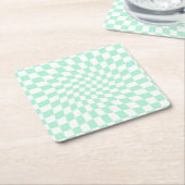 Retro Pastel Minze Grüne Karos verschraubte Karton Rechteckiger Pappuntersetzer (angewinkelt)