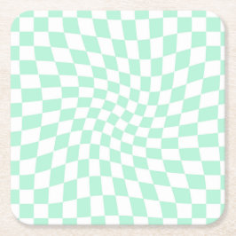 Retro Pastel Minze Grüne Karos verschraubte Karton Rechteckiger Pappuntersetzer