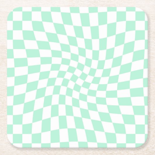 Retro Pastel Minze Grüne Karos verschraubte Karton Rechteckiger Pappuntersetzer (Vorderseite)