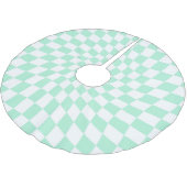 Retro-Pastel-Minze-Karos Schachtelhalm Polyester Weihnachtsbaumdecke (Schrägansicht)