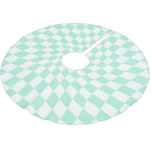 Retro-Pastel-Minze-Karos Schachtelhalm Polyester Weihnachtsbaumdecke