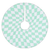 Retro-Pastel-Minze-Karos Schachtelhalm Polyester Weihnachtsbaumdecke (Vorderseite)