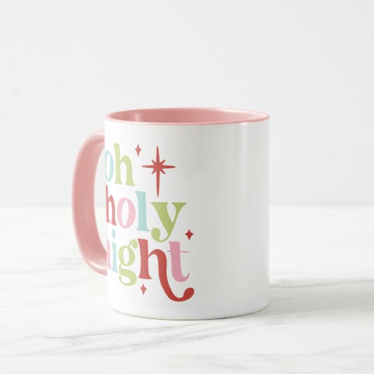 Retro Pastel Oh Holy Night Tasse (Vorderseite Links)