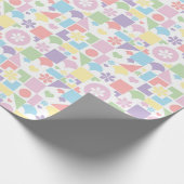 Retro Pastel Patchwork with 70s Shapes, Flowers  Geschenkpapier (Ecke)