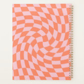 Retro Pastel Peach Karo Verzierte Karton Planer (Rückseite)