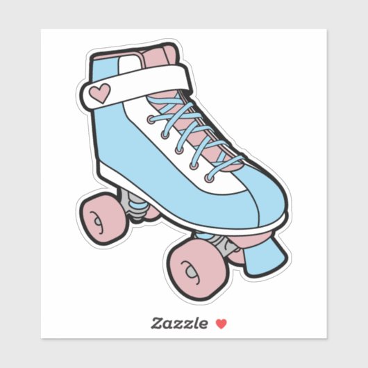 Retro Pastel Pink Blue Girly Cartoon Roller Skate Aufkleber (Blatt)