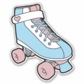 Retro Pastel Pink Blue Girly Cartoon Roller Skate Aufkleber (Vorderseite)