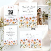 Retro Pastel Pink Bohemische Wildblume Hochzeit Geschenkschachtel