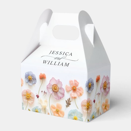 Retro Pastel Pink Bohemische Wildblume Hochzeit Geschenkschachtel (Vorderseite)