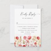 Retro Pastel Pink Boho Wild Blume Hochzeit RSVP Karte (Vorderseite)