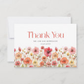 Retro Pastel Pink Boho Wildblume Danke (Vorderseite)