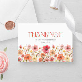 Retro Pastel Pink Boho Wildblume Danke