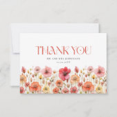 Retro Pastel Pink Boho Wildblume Danke (Vorderseite)