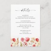 Retro Pastel Pink Boho Wildblume Hochzeit Details Begleitkarte (Vorderseite)