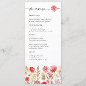 Retro Pastel Pink Boho Wildblume Hochzeit Details Menükarte (Vorderseite)