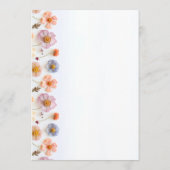 Retro Pastel Pink Boho Wildblume Hochzeit Details Menükarte (Rückseite)