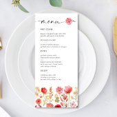 Retro Pastel Pink Boho Wildblume Hochzeit Details Menükarte