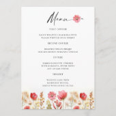 Retro Pastel Pink Boho Wildblume Hochzeit Details Menükarte (Vorderseite)