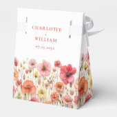 Retro Pastel Pink Boho Wildblume Wedding Geschenkschachtel (Rückseite)